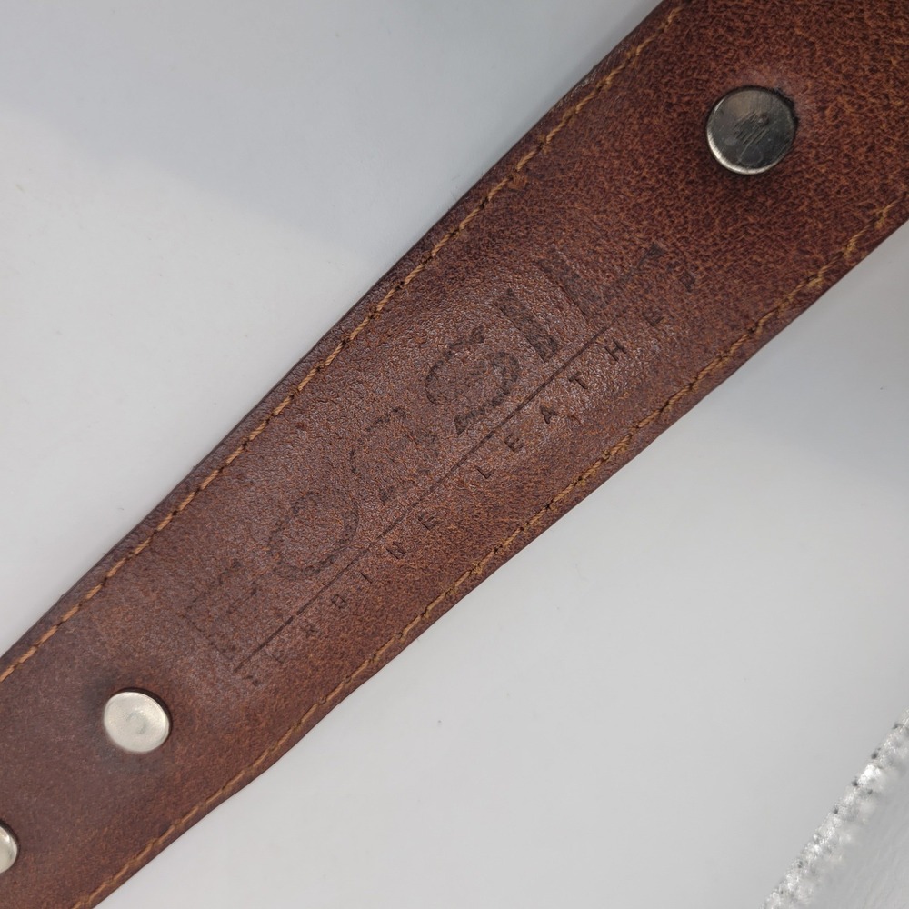 Fossil Belt Sml Brown Leather Silver Western Concho Engraved Cowgirl Boho Rodeo - Picture 8 of 8